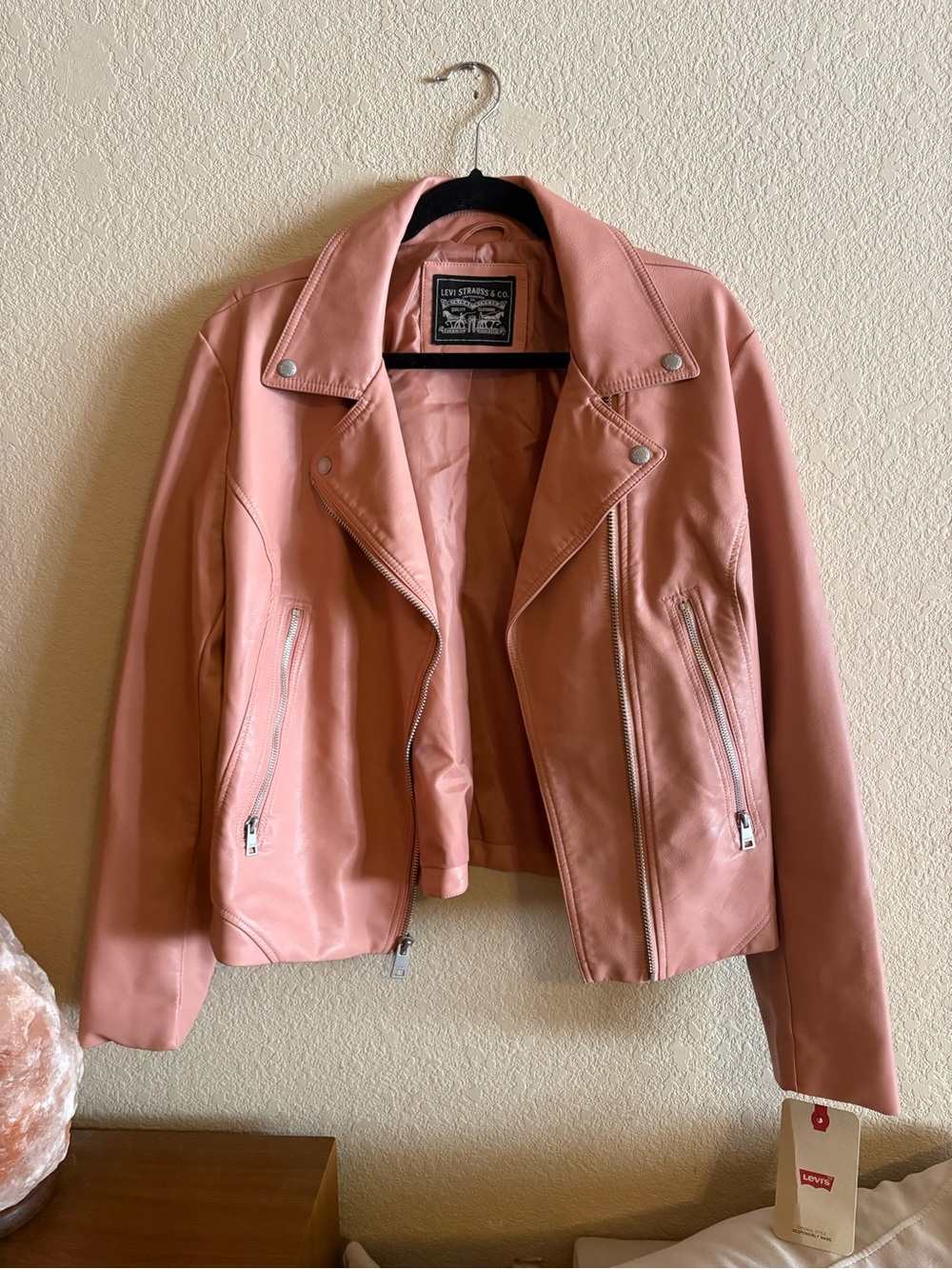 Levi's Blush Pink Faux Leather Moto Jacket